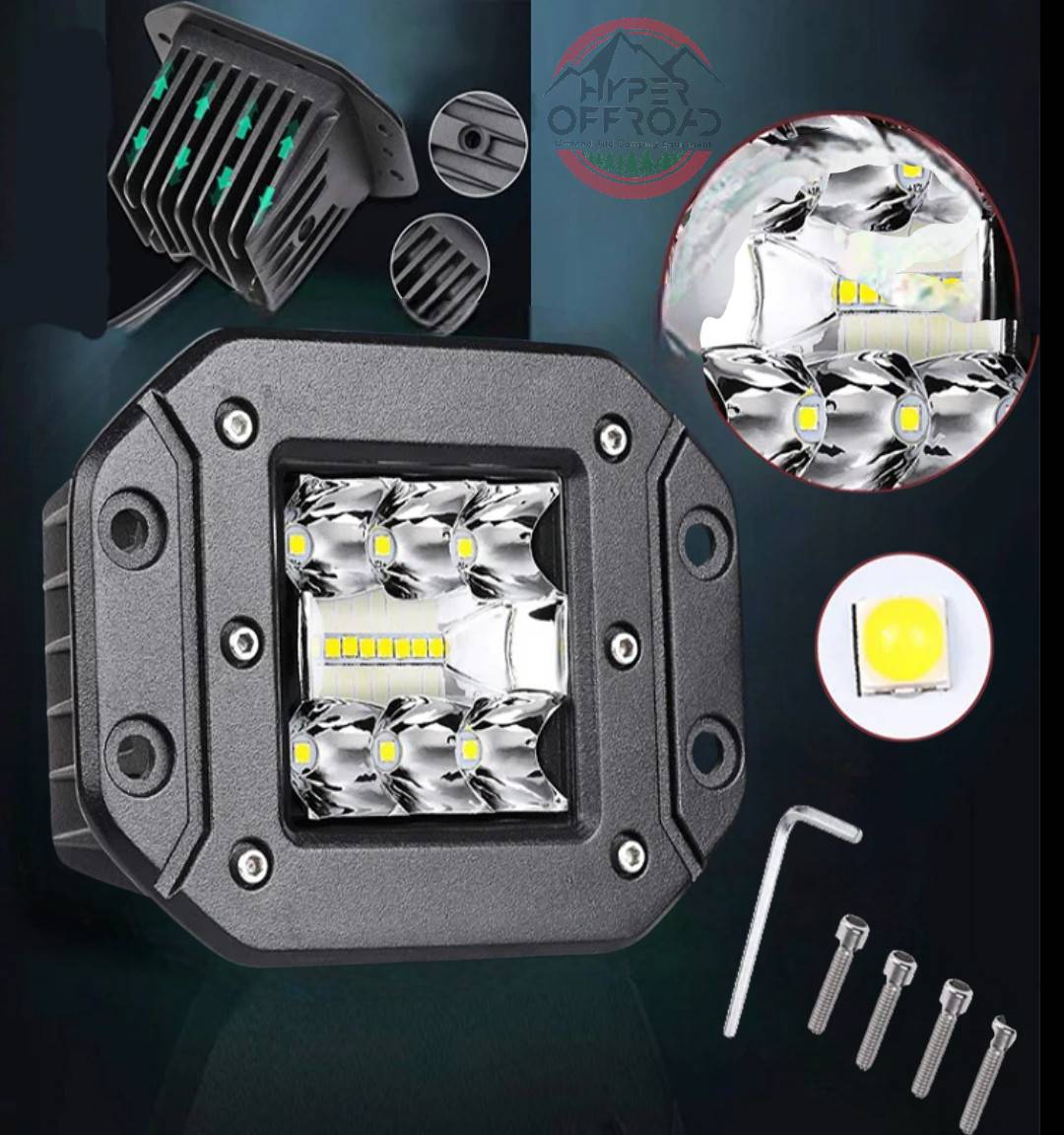 پرژکتور LED آفرود مربعی بدنه فلزی توکار لبه دار ( تکی )